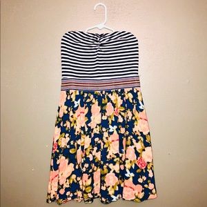 Strapless Striped Floral Dress ☀️